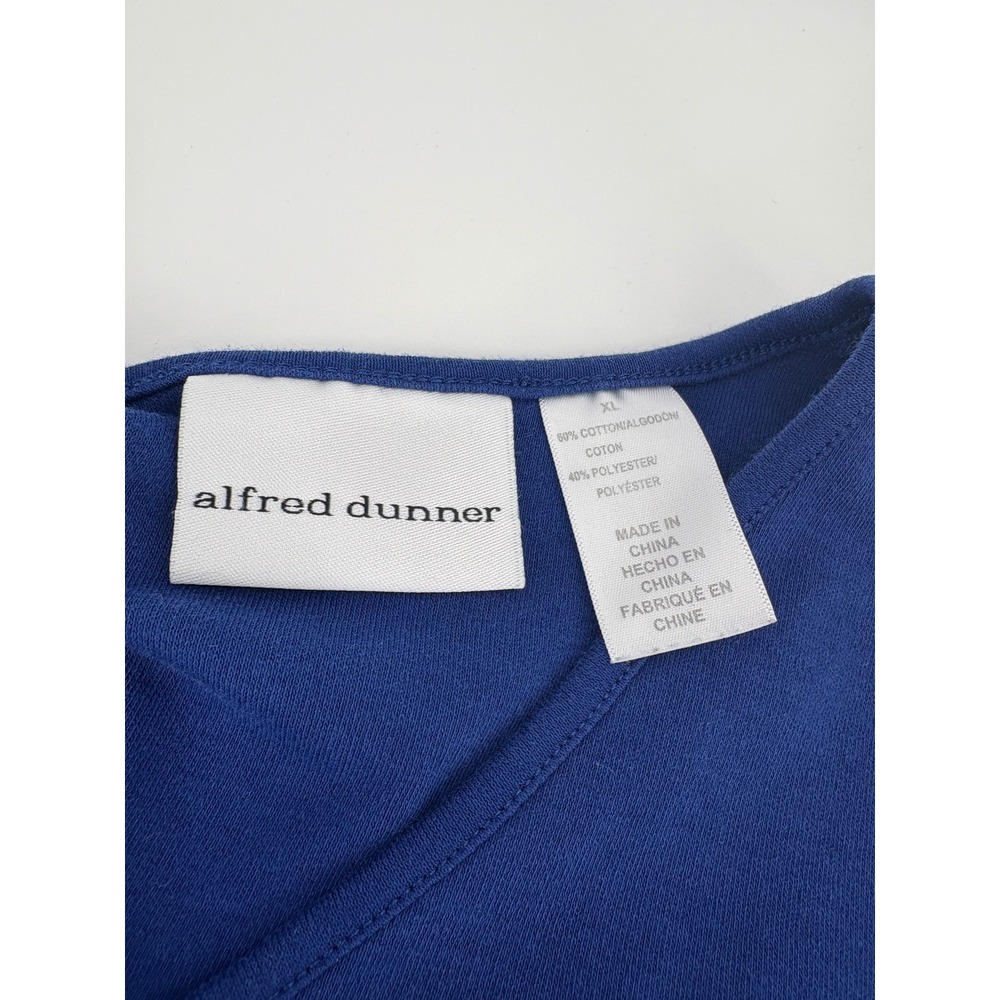 Alfred Dunner Blue Palm‎ Tree Floral Embroidered T-Shirt Top XL - Picture 3 of 6